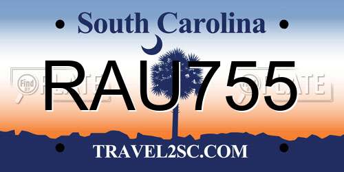RAU755 South Carolina License Plate