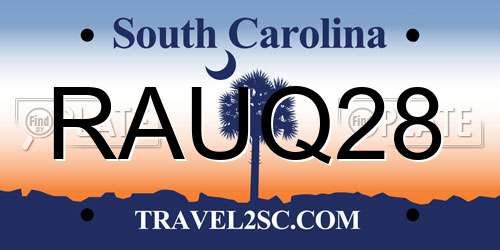 RAUQ28 South Carolina License Plate