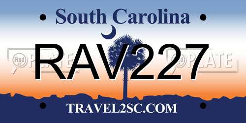 RAV227 South Carolina License Plate