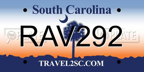 RAV292 South Carolina License Plate