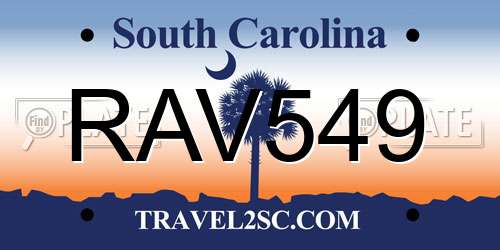 RAV549 South Carolina License Plate
