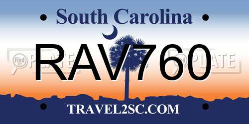 RAV760 South Carolina License Plate