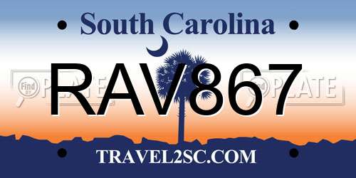 RAV867 South Carolina License Plate