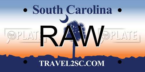 RAW South Carolina License Plate