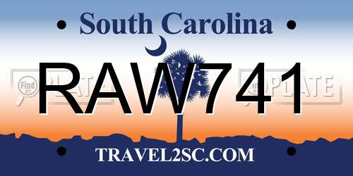 RAW741 South Carolina License Plate