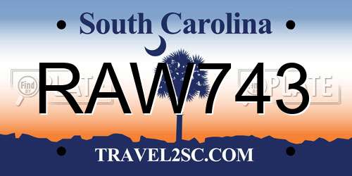 RAW743 South Carolina License Plate