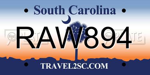 RAW894 South Carolina License Plate