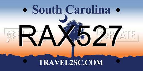 RAX527 South Carolina License Plate