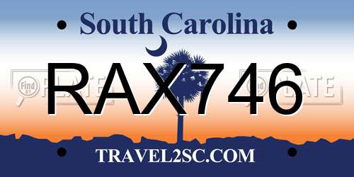 RAX746 South Carolina License Plate