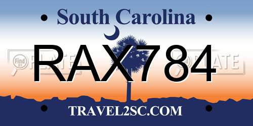 RAX784 South Carolina License Plate