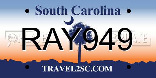 RAY949 South Carolina License Plate