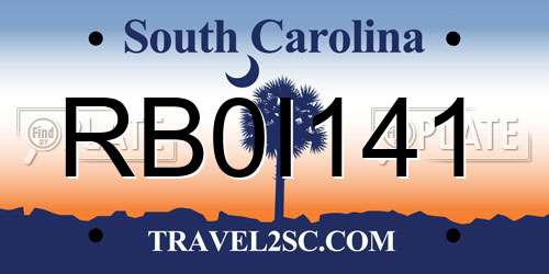 RB0I141 South Carolina License Plate