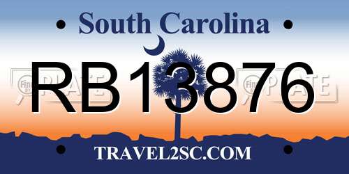 RB13876 South Carolina License Plate