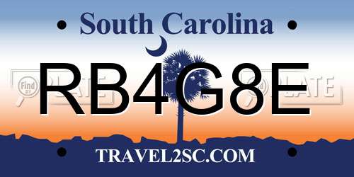 RB4G8E South Carolina License Plate