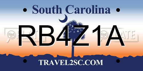 RB4Z1A South Carolina License Plate