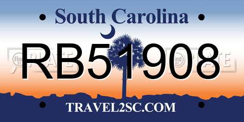 RB51908 South Carolina License Plate