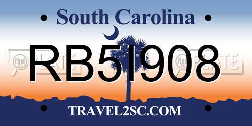 RB5I908 South Carolina License Plate