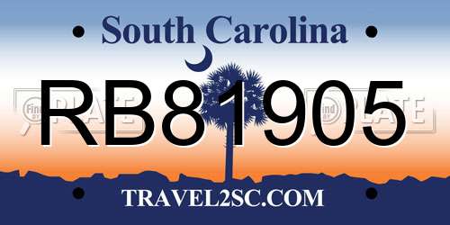 RB81905 South Carolina License Plate