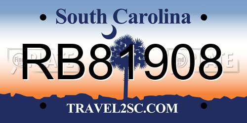 RB81908 South Carolina License Plate