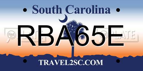 RBA65E South Carolina License Plate