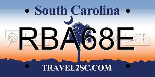 RBA68E South Carolina License Plate