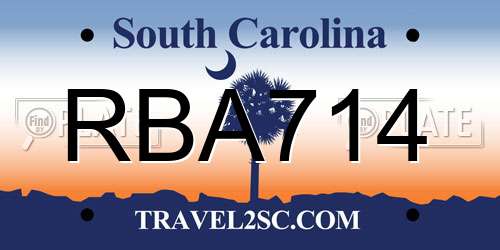 RBA714 South Carolina License Plate
