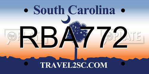 RBA772 South Carolina License Plate