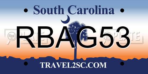 RBAG53 South Carolina License Plate
