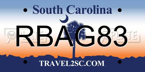RBAG83 South Carolina License Plate