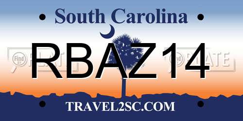 RBAZ14 South Carolina License Plate