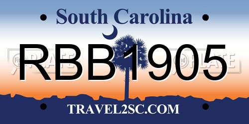 RBB1905 South Carolina License Plate