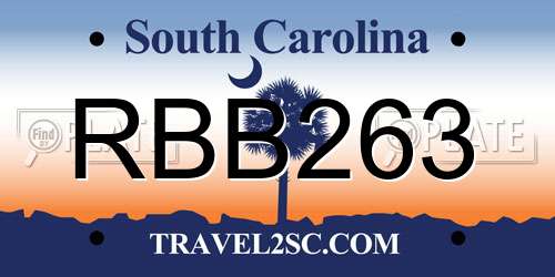 RBB263 South Carolina License Plate