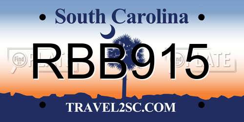 RBB915 South Carolina License Plate