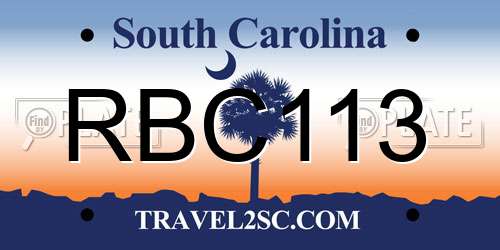 RBC113 South Carolina License Plate