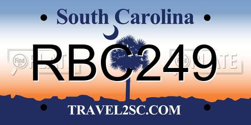 RBC249 South Carolina License Plate