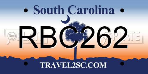 RBC262 South Carolina License Plate