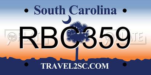 RBC359 South Carolina License Plate