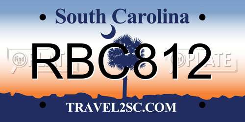 RBC812 South Carolina License Plate