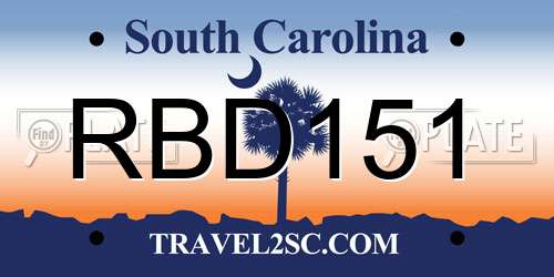 RBD151 South Carolina License Plate