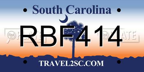 RBF414 South Carolina License Plate