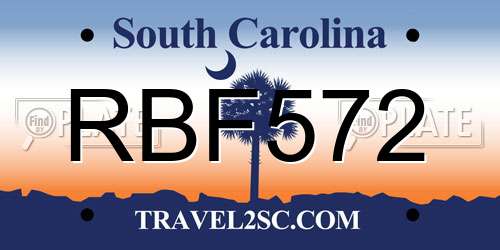 RBF572 South Carolina License Plate