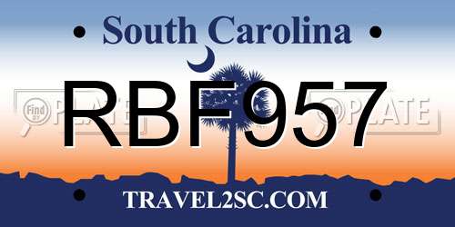 RBF957 South Carolina License Plate