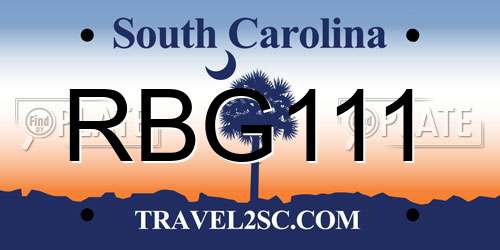 RBG111 South Carolina License Plate