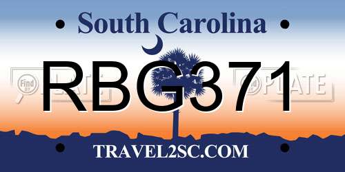 RBG371 South Carolina License Plate