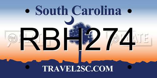 RBH274 South Carolina License Plate