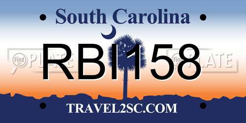 RBI158 South Carolina License Plate