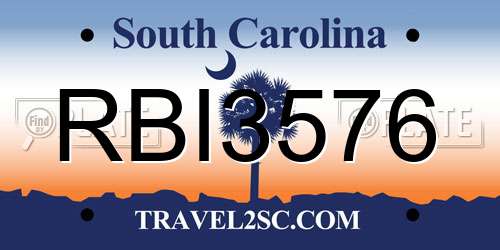 RBI3576 South Carolina License Plate