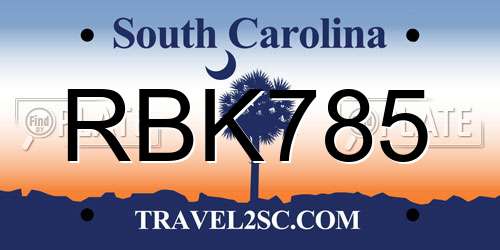 RBK785 South Carolina License Plate