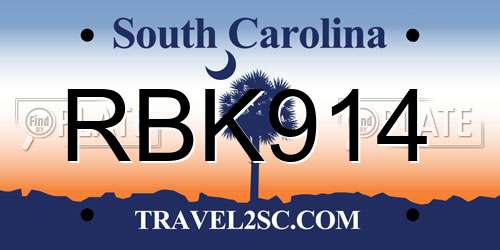 RBK914 South Carolina License Plate