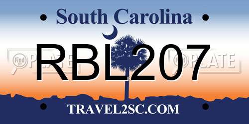 RBL207 South Carolina License Plate